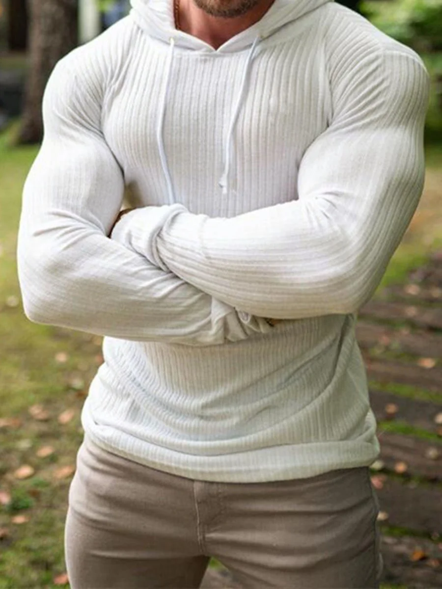 Men's Solid Color Fitness Slim Hoodie