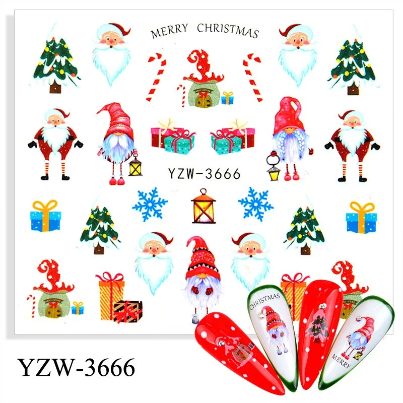 Churchf 1pcs Autumn Winter Nail Sticker Robin Snow Flower New Year Halloween Christmas 3D Decals Nail Art Design Decor Accessories-Nail Inspo