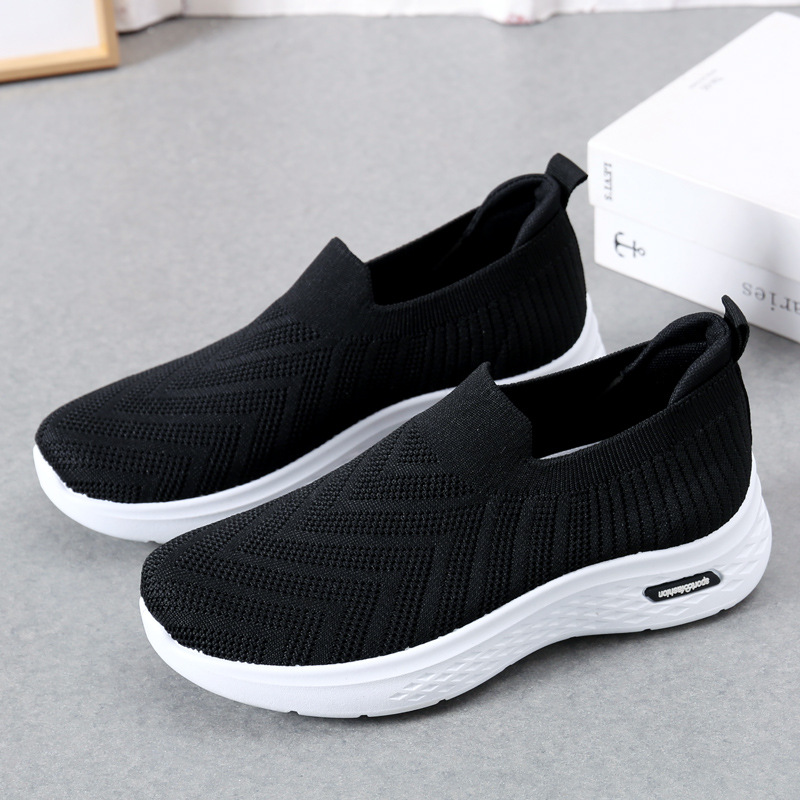Mature Women Casual Mesh Shoes Slip On Flat Shoes Sneakers