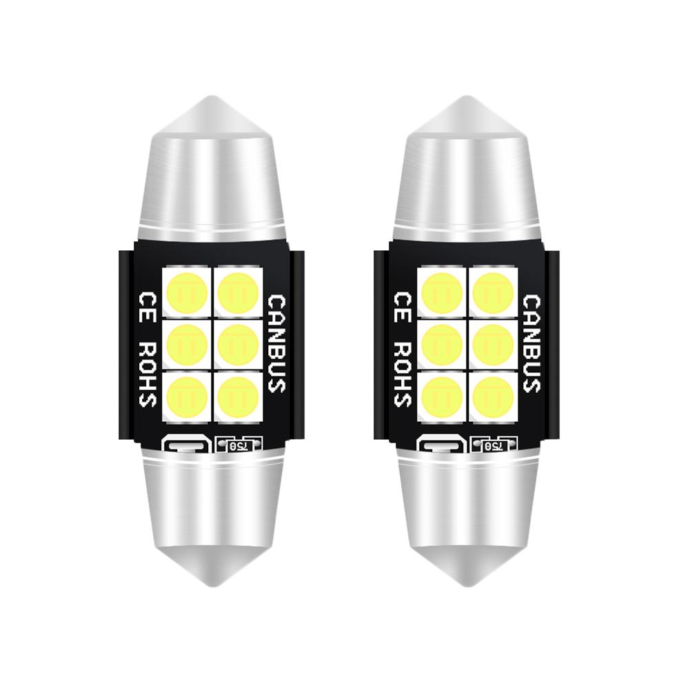 

2pcs Aluminum Festoon 6SMD 3030 Car License Plate Reading Lamp Bulbs (31mm), 501 Original