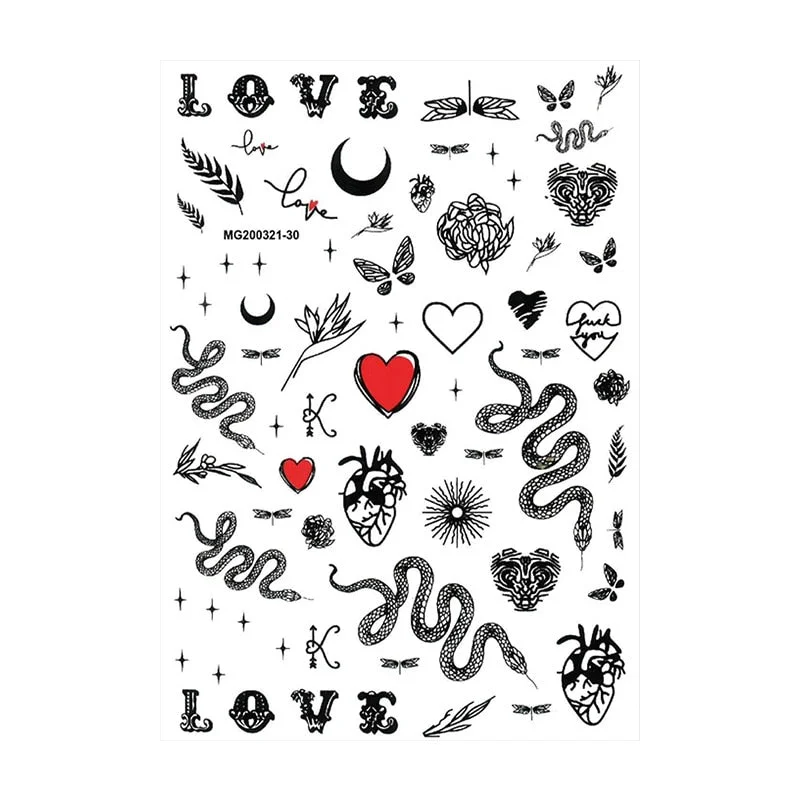 1 Sheet 3D Nail Sticker Gold Colorful Snake Rose Pattern Transfer Decals Sliders For Nails DIY Nail Art Decoration Manicures