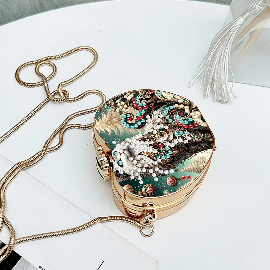 Cats D DIY Acrylic Love Diamond Art Painting Card Case Wallet with Chain Small Diamond Painting Crossbody Bag for Adults Women Girls Gift