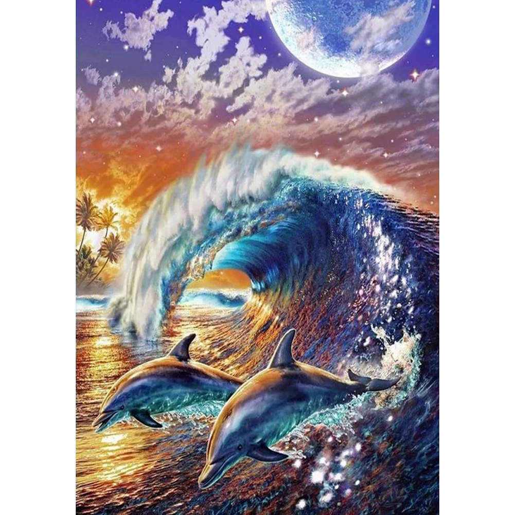 Diamond Painting - Full Round/Square Drill - Dolphin(30*40 - 50*60cm)