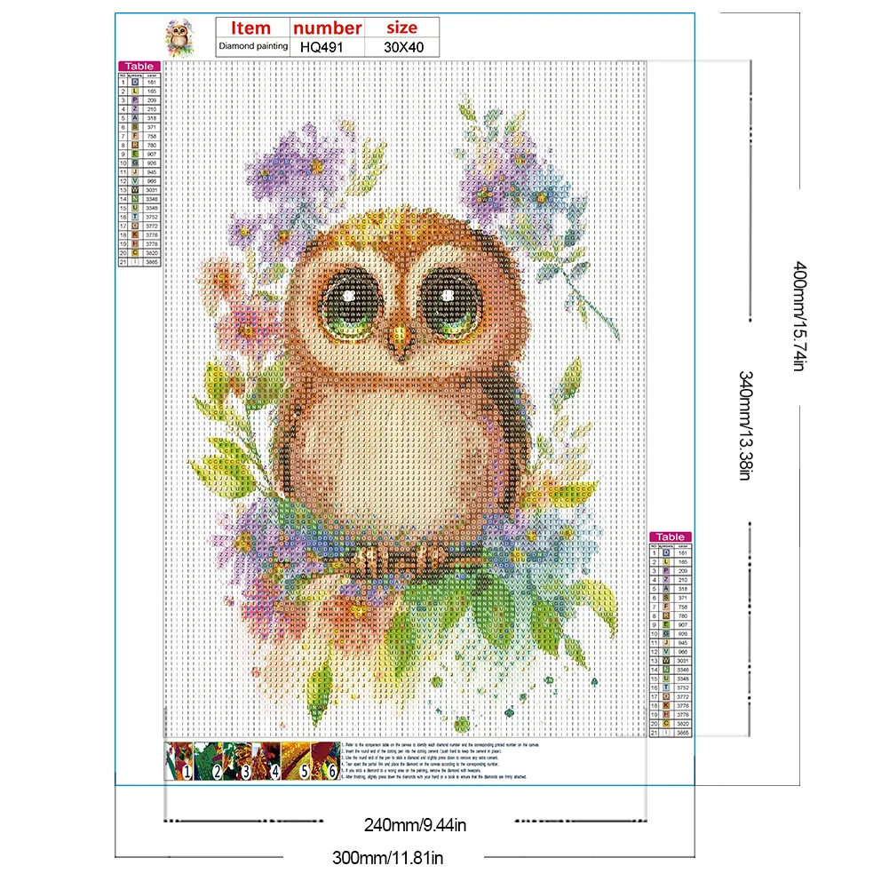 Full Round Diamond Painting 30*40cm - Owl