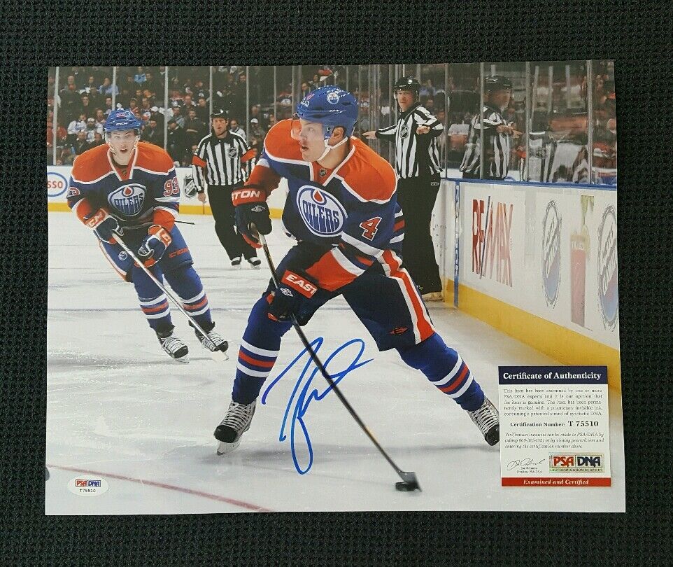 TAYLOR HALL Autographed Edmonton Oilers 11x14 Photo Poster painting. PSA