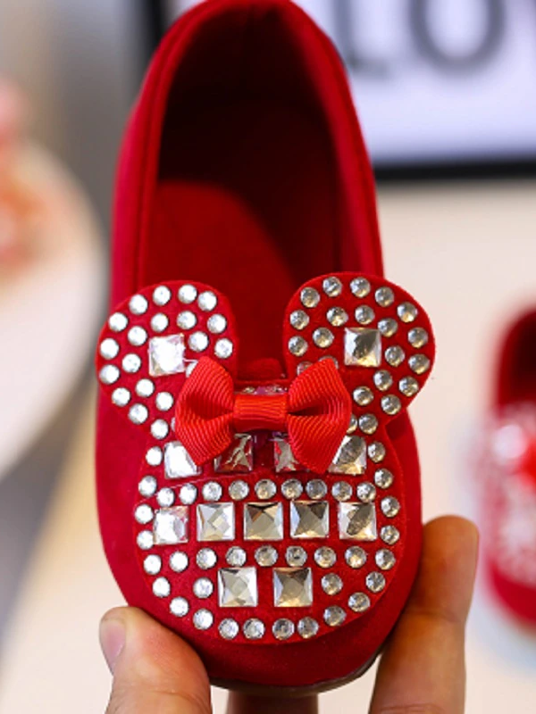 Girls Mouse Rhinestone Flats By Liv and Mia、、sdecorshop
