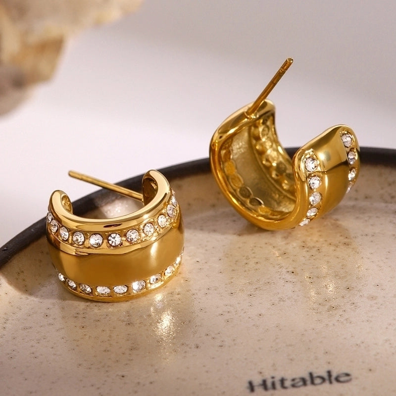 1 Pair Casual Minimalist Classic Style C Shape 304 Stainless Steel Earrings