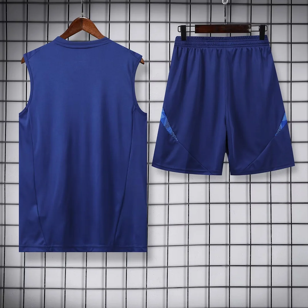 2024 Italy Pre-match training Blue Jersey+Shorts 1:1 Thai Quality