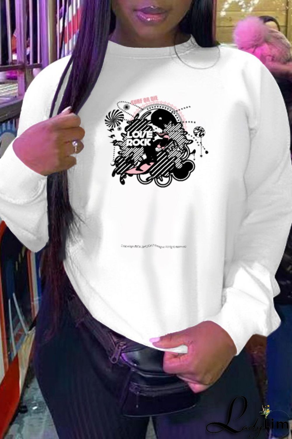 Yellow Street Print Patchwork O Neck Tops