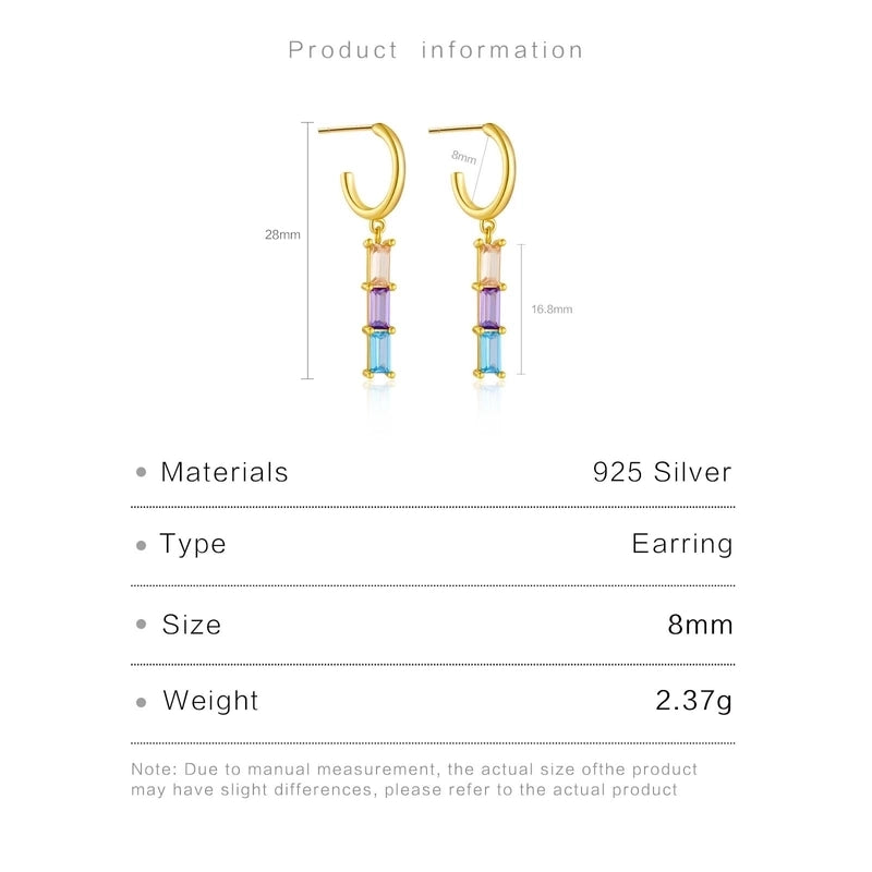 1 Pair 18K Gold Plated White Gold Plated 925 Sterling Silver Geometric Drop Earrings