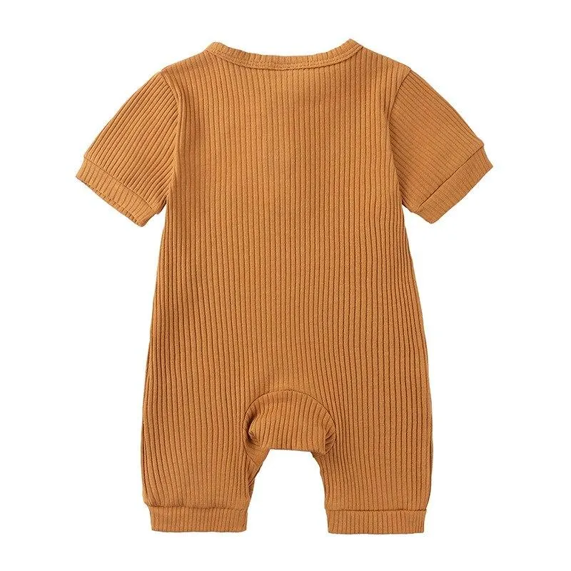 2021 Summer Newborn Baby Romper Soild Color Baby Clothes Girl Rompers Cotton Short Sleeve O-neck Infant Boys Romper 0-24 Months