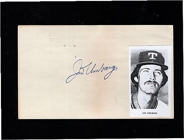 1976 JIM UMBARGER-TEXAS RANGERS AUTOGRAPHED 3X5 CARD W/ Photo Poster painting