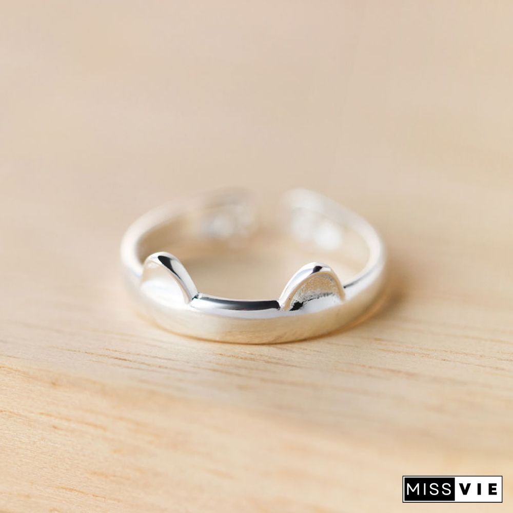 Cat Ear 925 Sterling Silver Ring