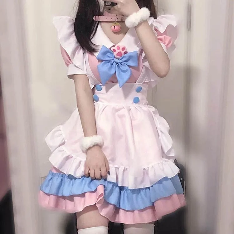Bow Ruffle Maid Lolita Princess Dress - Modakawa Modakawa