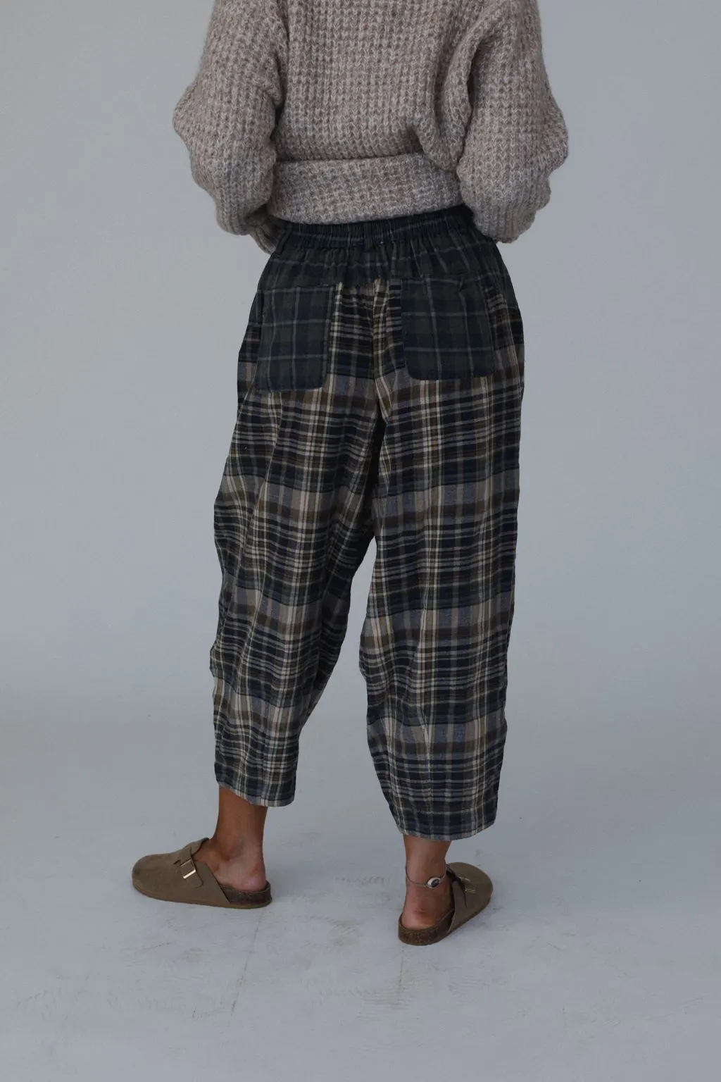 Mystic Plaid Wide Leg Pants - Navy