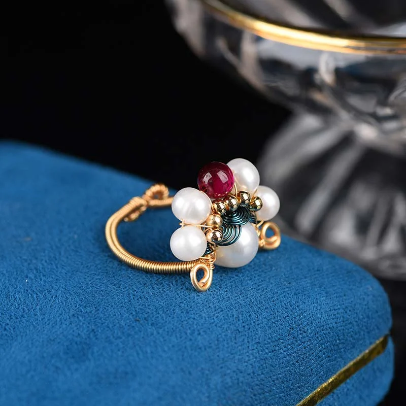 Natural Pearl Blessing Drop Earrings Necklace Ring