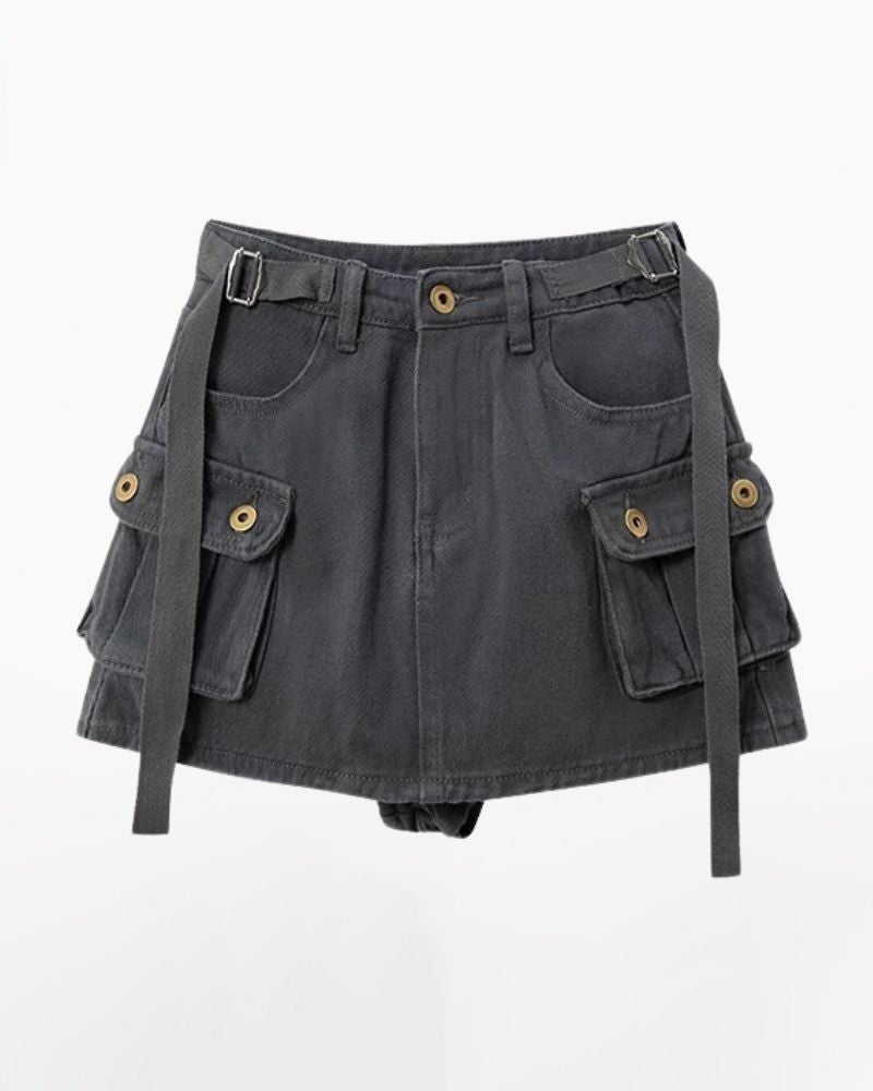 Retro Belted Cargo Skirt