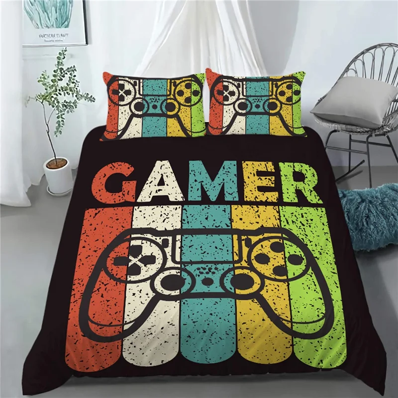 Gamer Bedding Sets for Boys,Gamepad Comforter Cover,Printed Controller Kids Duvet Cover,Game Set - vzzhome