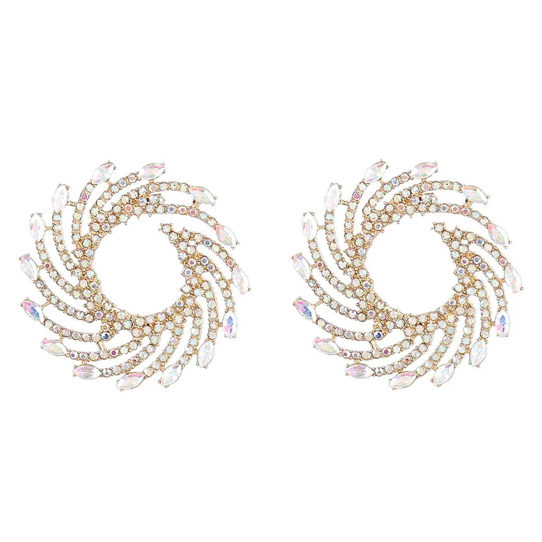 Sparkling Rhinestone Floral Dangle Earrings Dinner  Luxury Jewelry