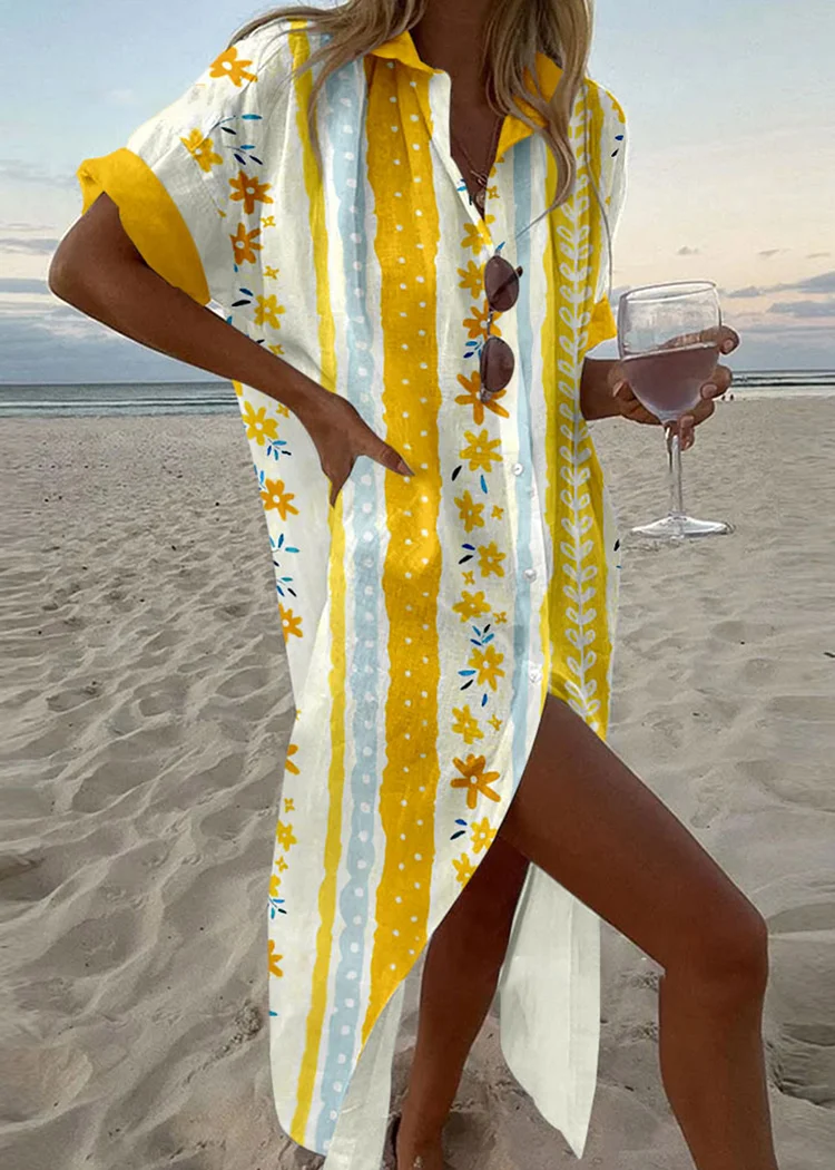 Gorgeous Flower Printed Shirt Dress