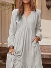 V Neck Women Dresses Pockets Going Out Casual Paneled Dresses