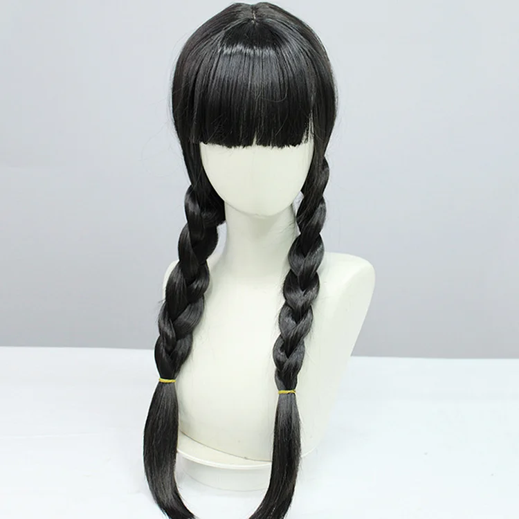 Halloween Cosplay Bangs Double Ponytail Twist Braid Hair Wig