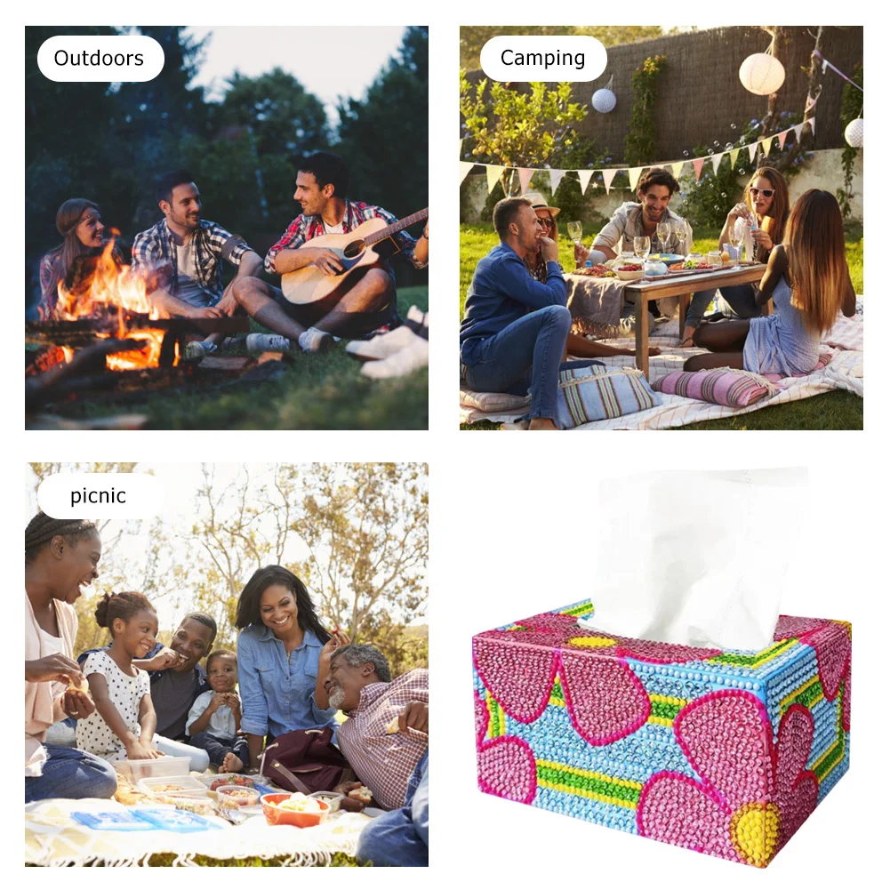 DIY Diamond Painting Tissue Box - Pink Flower