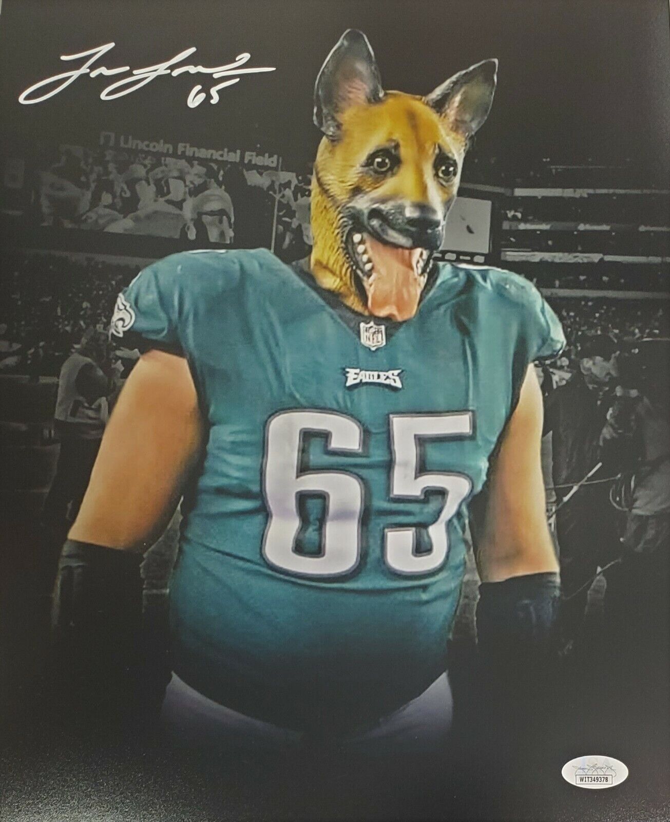 Autographed LANE JOHNSON 11X14 Philadelphia Eagles Photo Poster painting JSA