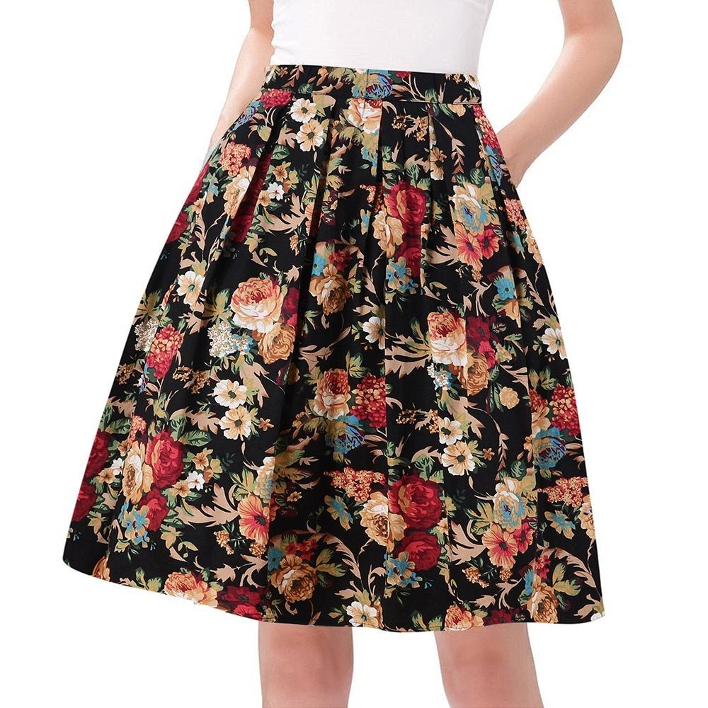 A-Line Pleated Vintage Skirts for Women