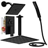 [US Local Warehouse] Mixer Shower W/ 12in Ceiling Mount 6in Wall Mount Showers Head Ceiling Mounted Shower System Combo Set Push Button Diverter with 2 in 1 Handheld for Bathroom and Hotel