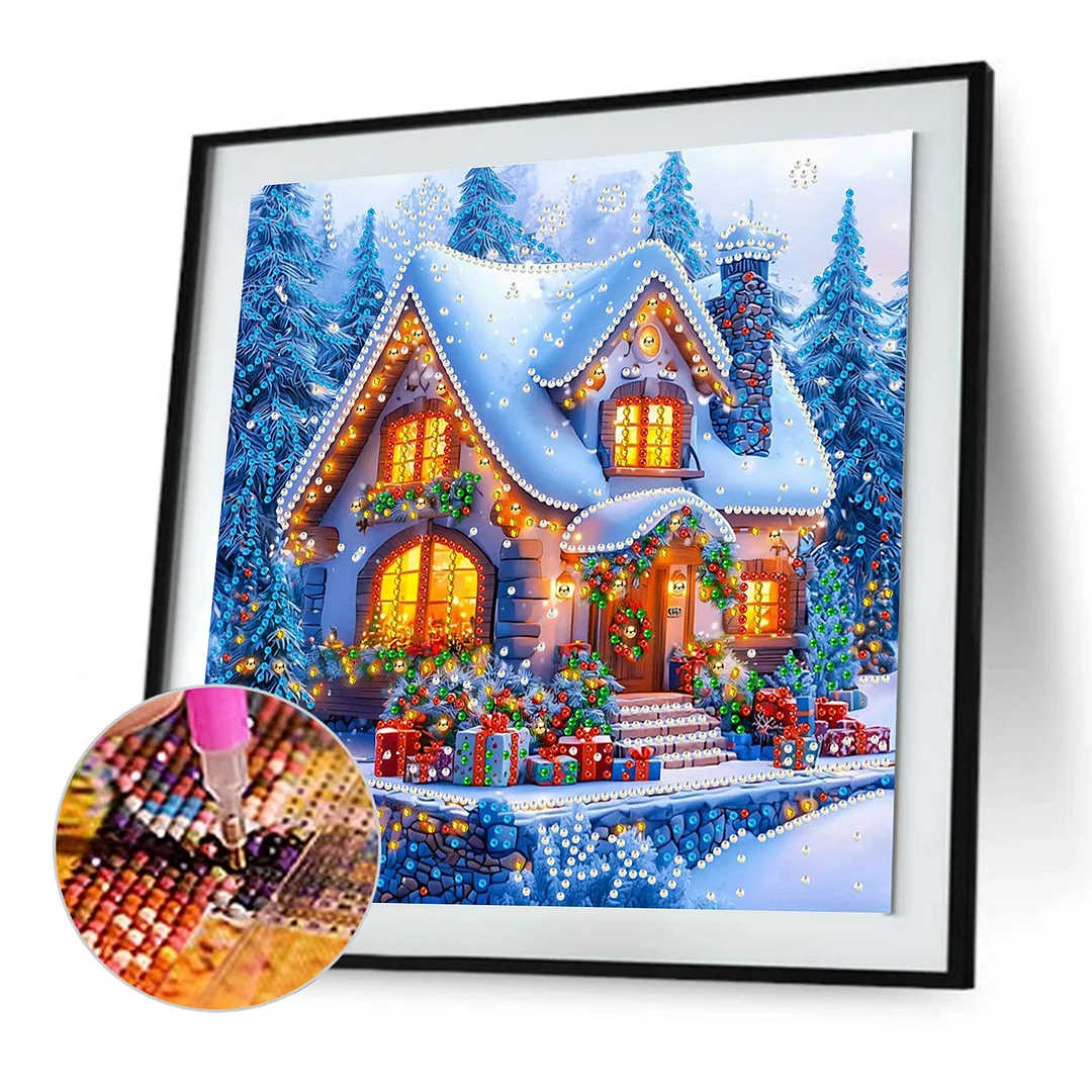 Christmas House - Diamond Painting - Partial Special Shaped Drill(Canvas|30*30cm)