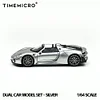 TM 1:64 918 Spyder & Carrera GT Dual Silver Alloy Model, Dustproof, Collectible