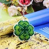 Full Bead Embroidery Keychain Lucky Leaf Printed Craft Gifts(4.5x4.5cm)