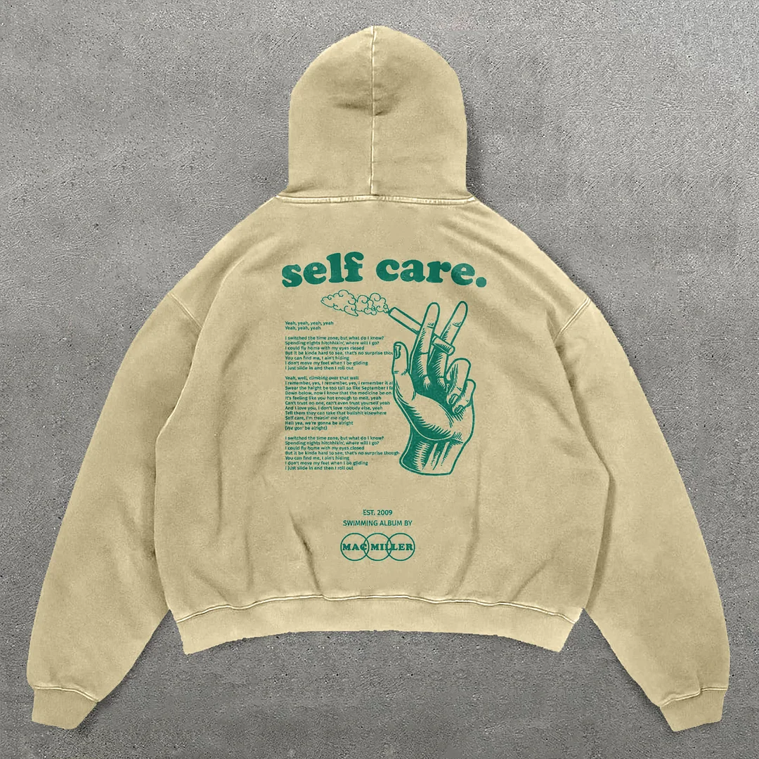 Mac Miller Self Care Print Long Sleeve Hoodies