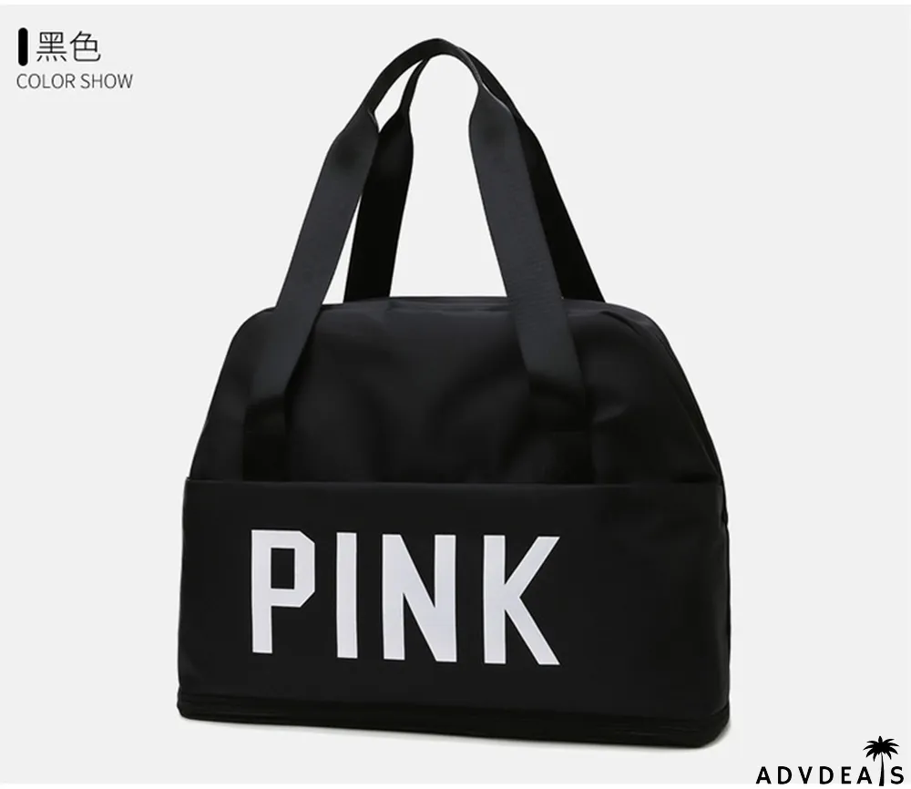 PINK Letter Print Dry and Wet Separation Extend Bag