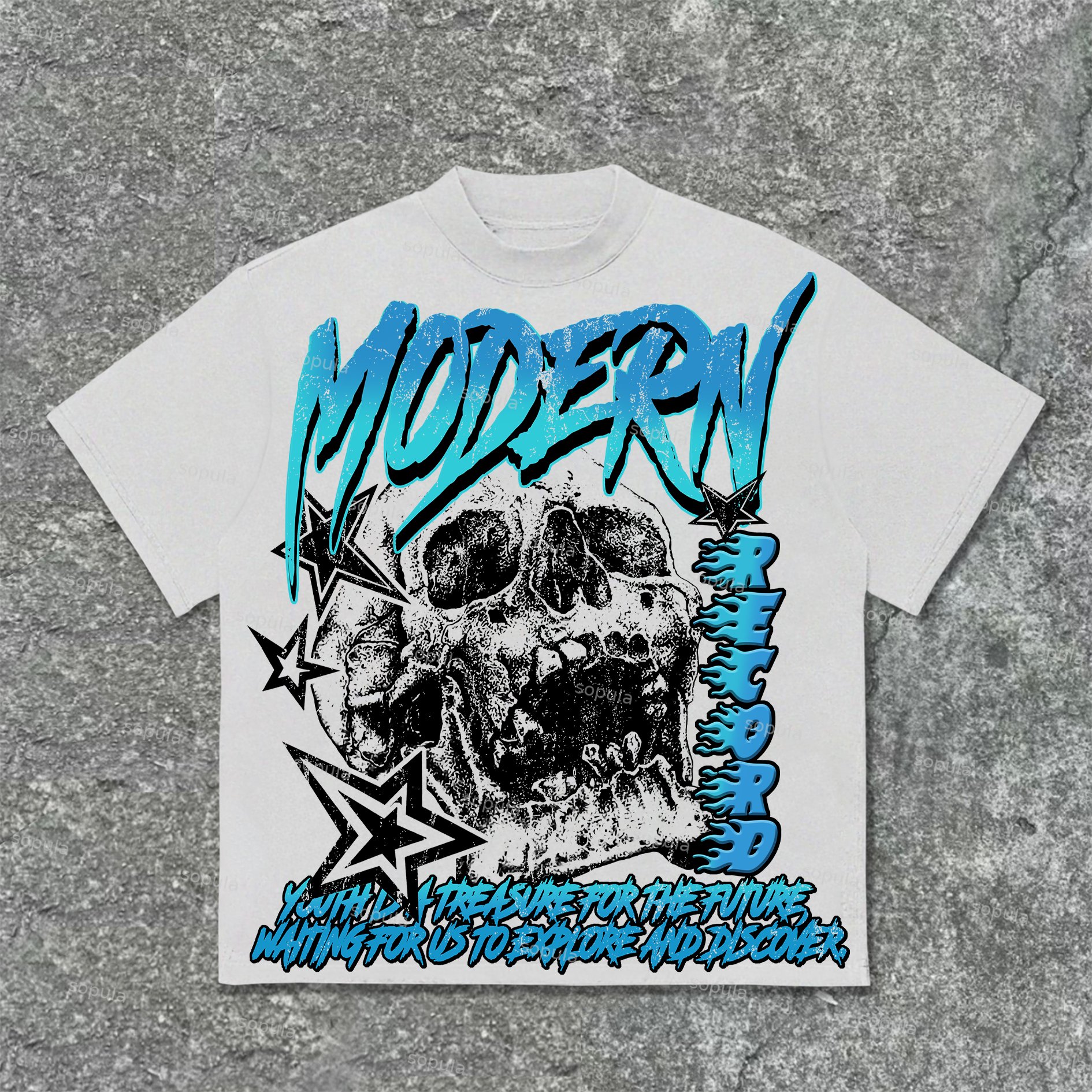 Sopula Modern Vintage Skull Graphic Print Cotton T-Shirt - SOPULA