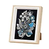 Framed Pearl Diamond Painting - Special Shaped - Blue Flowers (17x22cm)