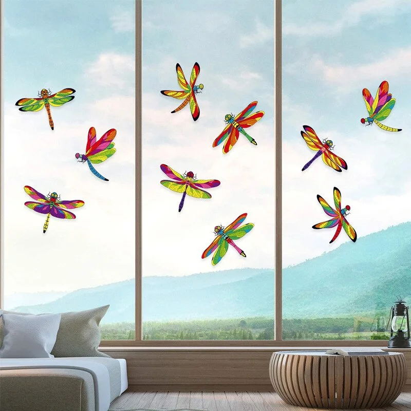20pcs Window Glass Sticker Butterfly Window Decor Home Decoration Simulation Painting Birds Hummingbird Dragonfly Static Film