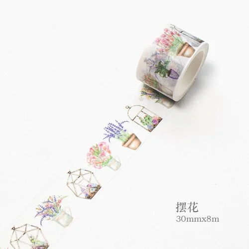 1 Roll/set Vintage Washi Tape Panda Feather Bottle Decorative Tape for DIY Album Diary Planner Masking Tape 8m