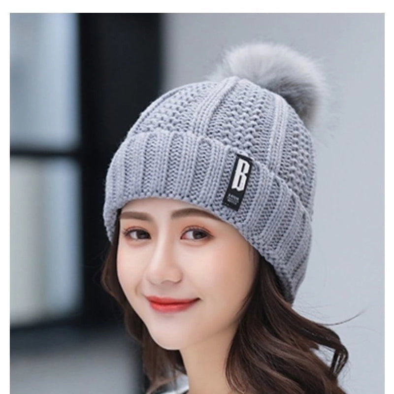 Winter Hat Women’s Korean-style Fleece-lined Thick Wool Hat Warm Scarf Mother Women’s Autumn And Winter Knitted Hat Winter