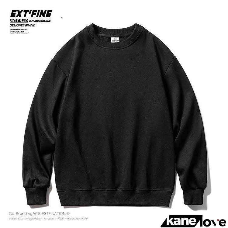 Men Harajuku Solid Color Pullover Long Sleeve Oversized Sweatshirts