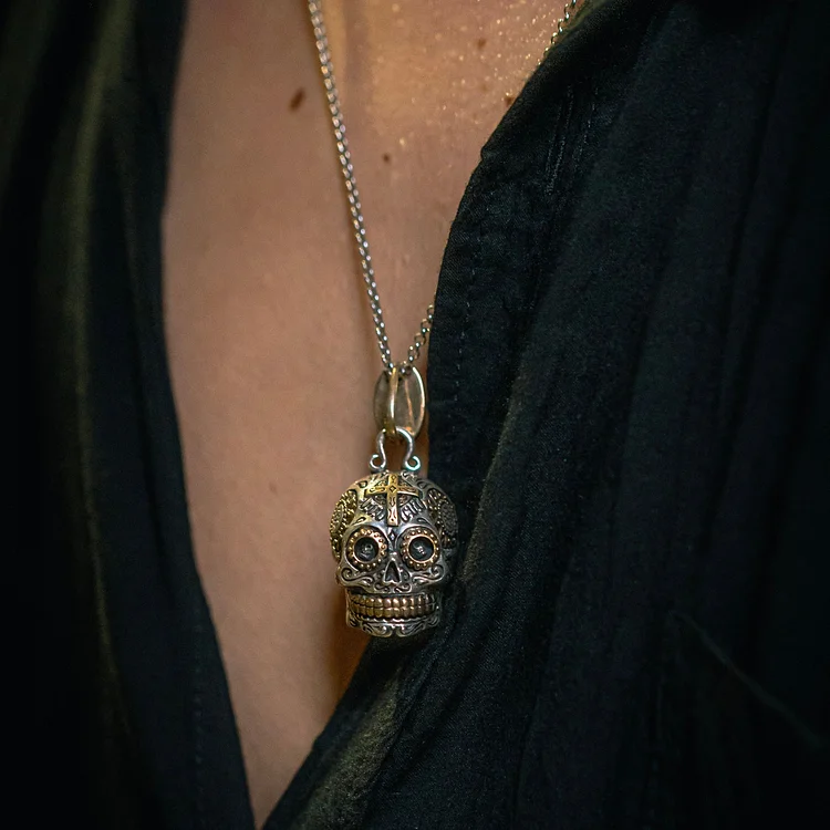 Large Calavera Sugar Skull Necklace