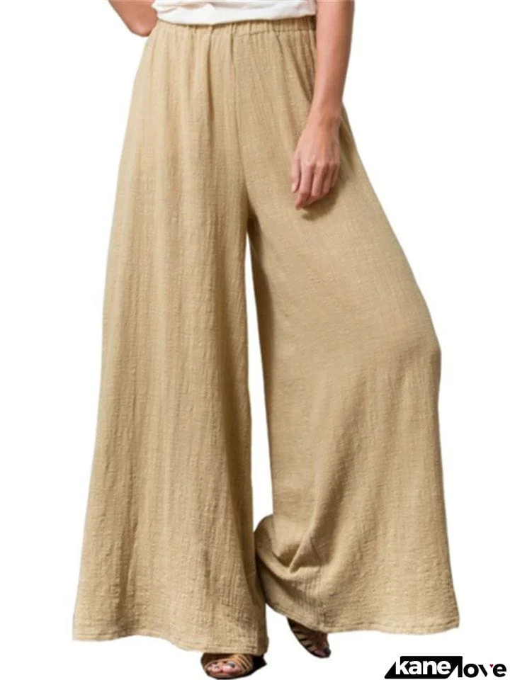 Casual Loose Plus Size Cotton And Linen Wide-Leg Pants