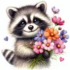 Raccoon-Partial 11CT Stamped Cross Stitch Bead Embroidery 36*36cm/14.17*14.17in tapestrymarket