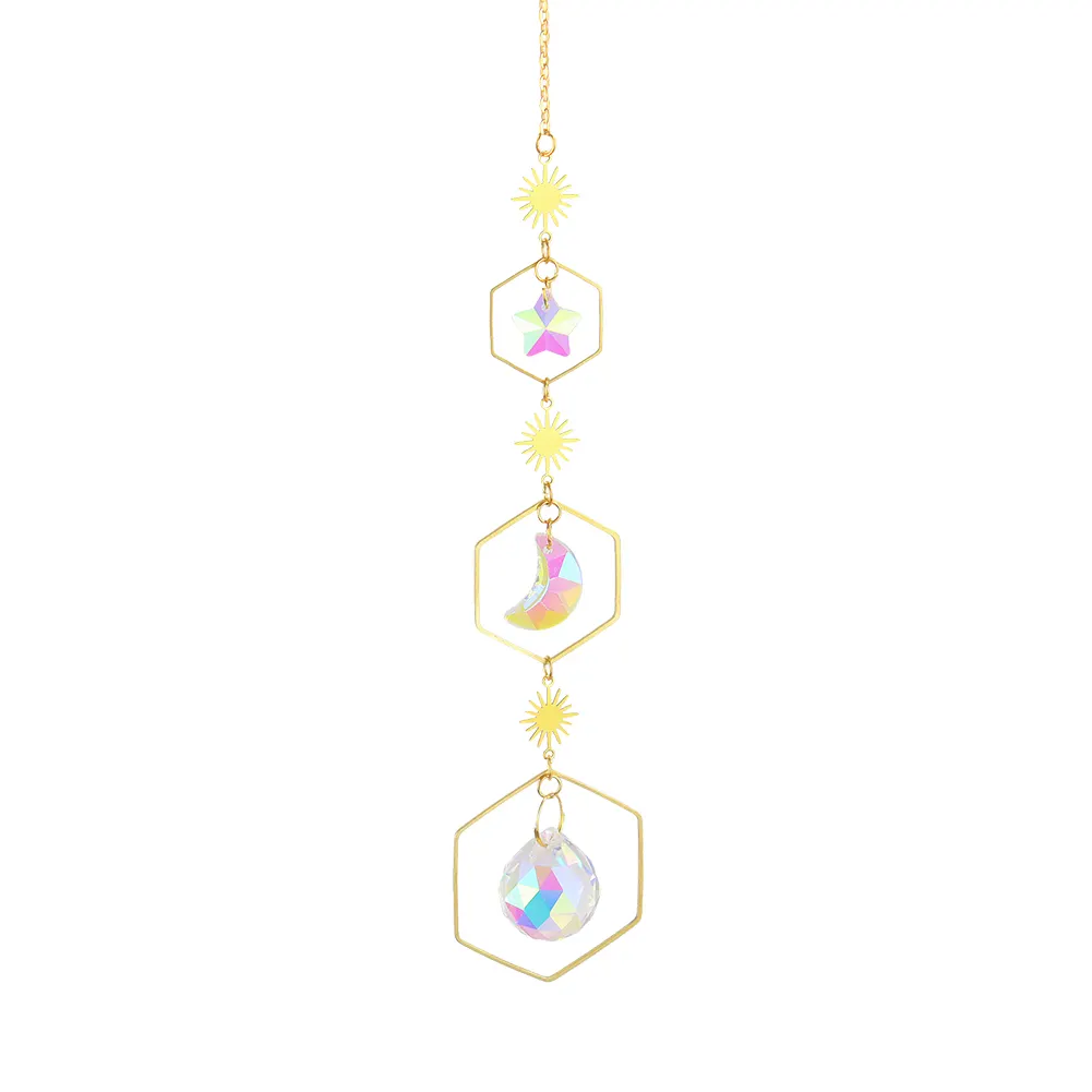 Crystal Wind Chime Ball Star Pendant Hanging Garden Home Xmas Party Decor
