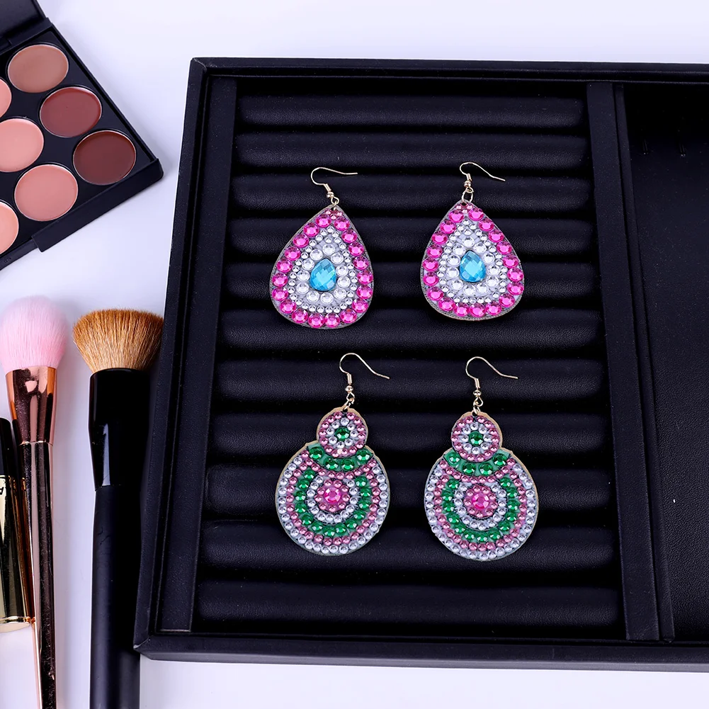 4PCS 5D DIY Diamond Painting Earrings Kit Irregular(Double-Sided)