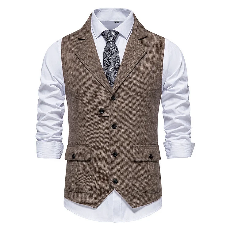 Business Casual Utility Pockets Single Breasted Blazer Vest