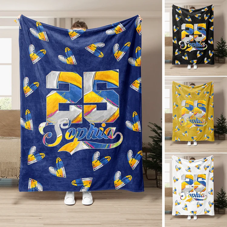 Personalized Volleyball Blanket, Custom Name Number Soft Cozy Blankets | BKKid430