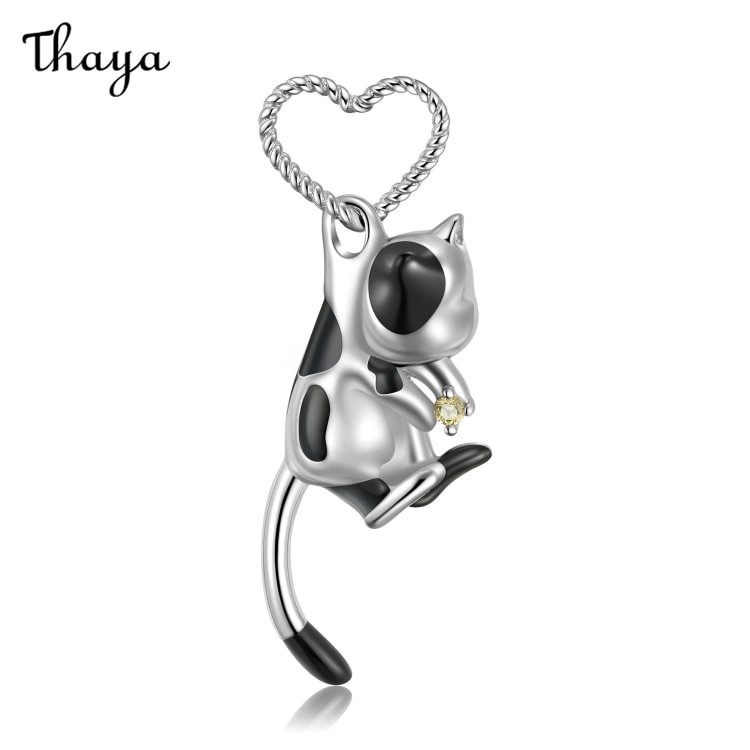 Thaya 925 Silver Cute Three-dimensional Cow Cat Necklace