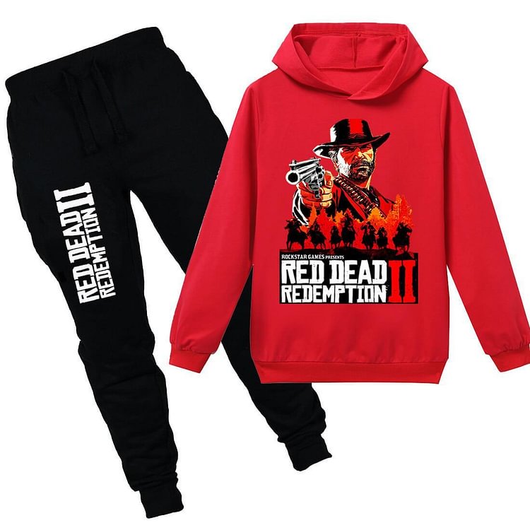 Mayoulove Red Dead Redemption 2 Print Boys Girls Cotton Hoodie N Sweatpants Suit-Mayoulove